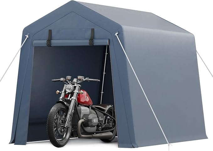 6x6 FT Motorcycle Shed, Durable Outdoor Motorcycle Storage Tent - Image 2