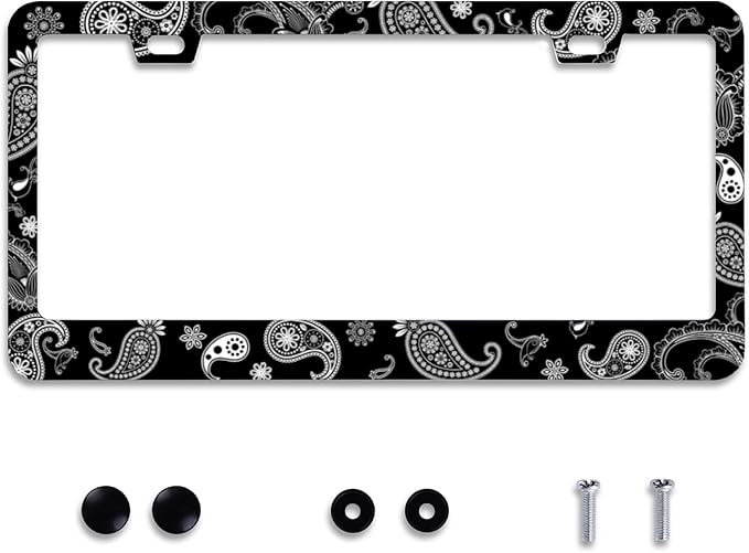 Personalise Paisley Boho Printed License Plate Frames Color License Plate Frame by Omw2fyb