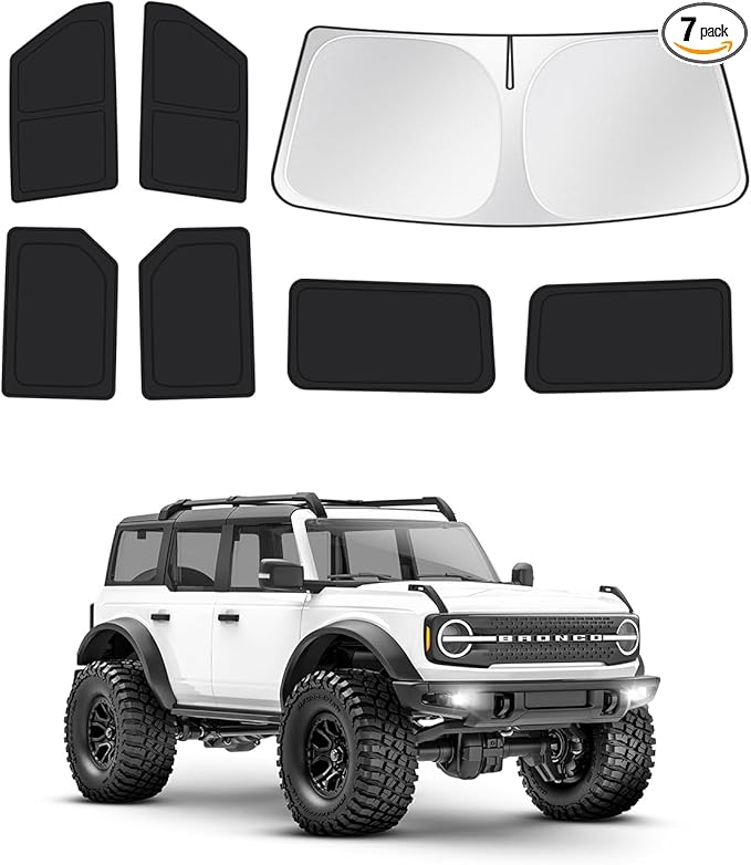 Windshield Sun Shade for 2021-2025 2026 Ford Bronco 4 Door Side Rear Window by Canvcle