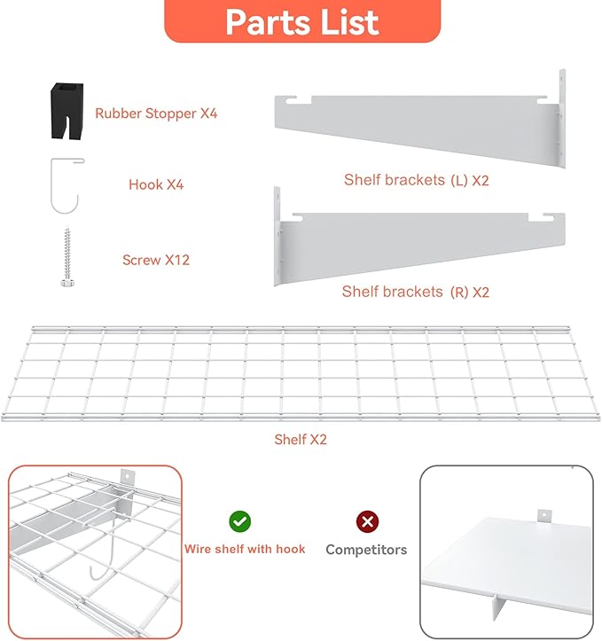 TORACK 2 Pack Garage Storage Wall Shelves - Image 7