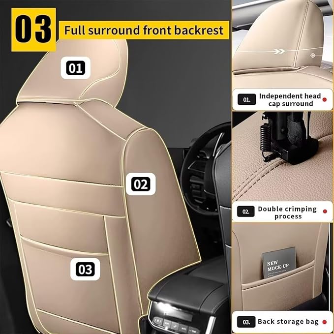 YORKNEIC Leather Car Seat Covers Fit - Image 2