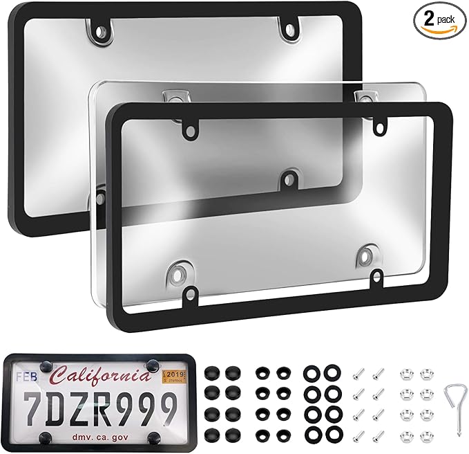 Transparent License Plate Cover and Frames, Unbreakable Car Licence Plate Frame by Unknown