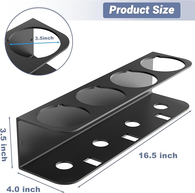 WALMANN Spray Bottle Holder Wall Mount, Metal Spray Can Storage Rack - Image 4