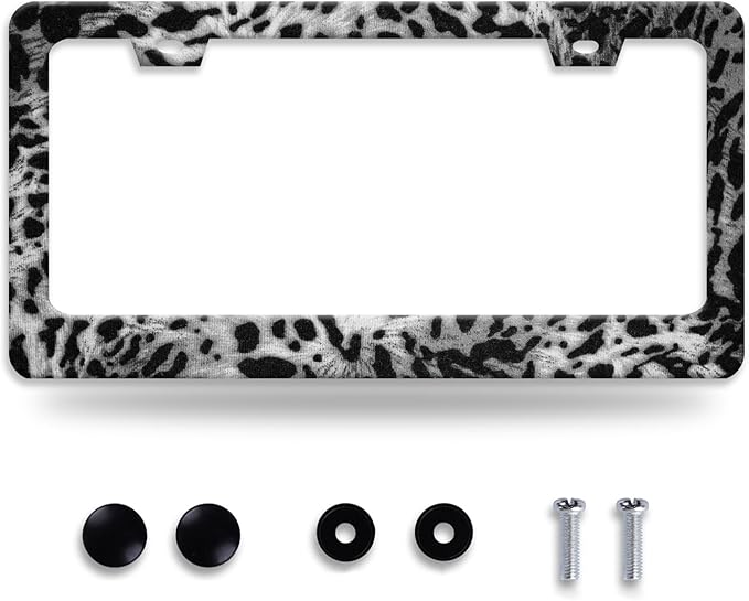 Beautiful Leopard Print License Plate Frame Cheetah Print Texture License Plate by NEWCOCO