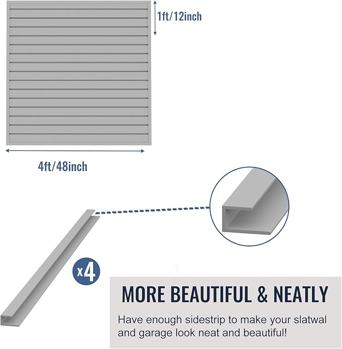 Slatwall Panel Garage Organizer PVC Slatwall Heavy Duty Wall Mounted Rack - Image 4