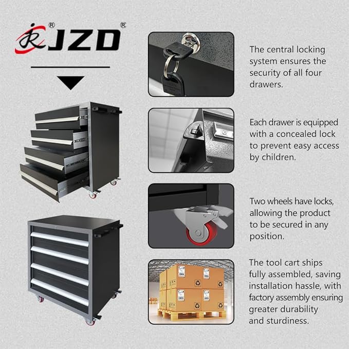 JZD Metal Garage Storage System, Lockable Tool Cabinet Workbench - Image 7