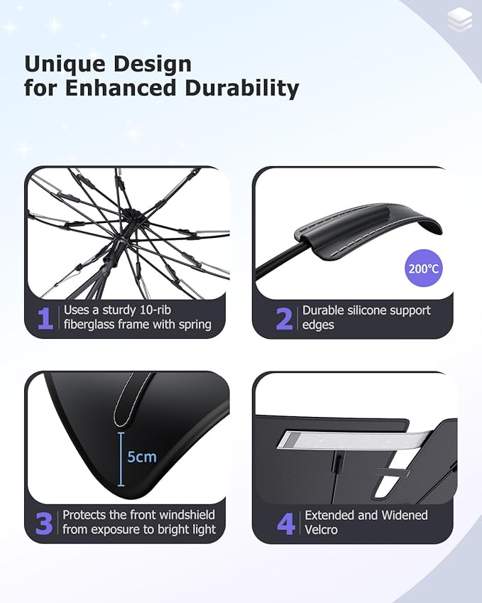 2025 Upgrade Car Windshield Sun Shade Windshield Sunshade Umbrella Protect Car - Image 5