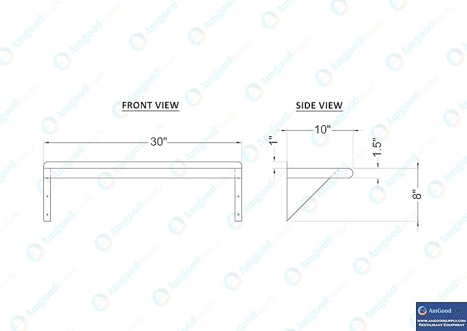 AmGood 30" Long X 10" Deep Stainless Steel Wall Shelf | NSF Certified | - Image 5