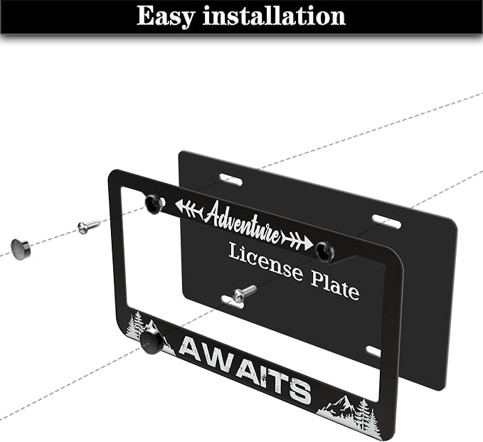 License Plate Frames for Men Black and White Car Plate Frames for Women - Image 7