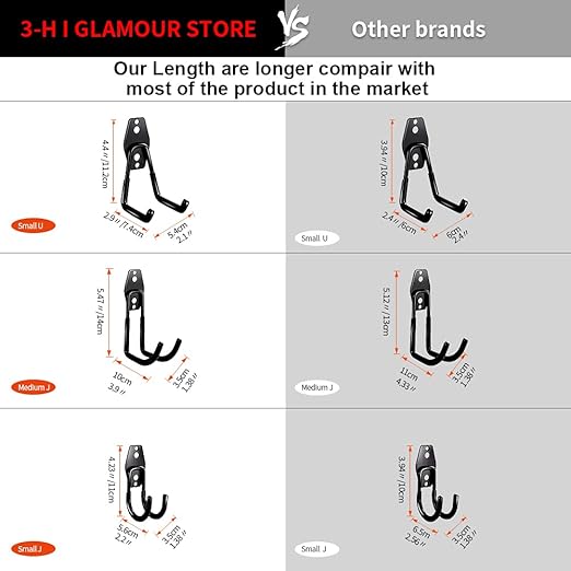 3-H Garage Wall Hooks 10 Pack, Heavy Duty Garage Hooks - Image 3