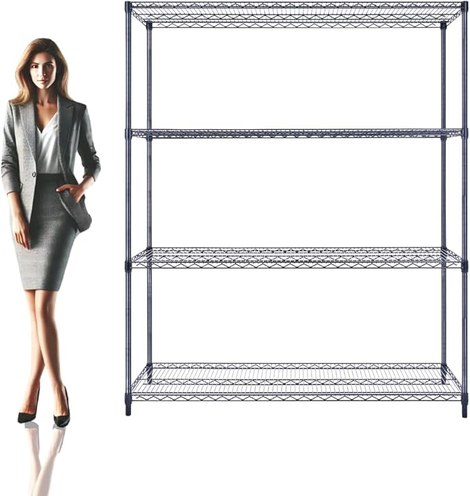 60"x18"x72" Black Premium Metal Steel Wire Shelving 4-Tier NSF 3200 LBS MAX by UtilityBasics