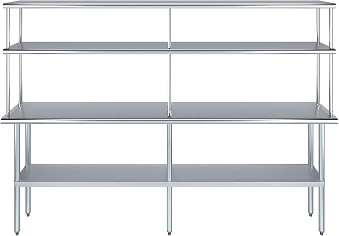 Amgood Stainless Steel Work Table Double Tier Overshelf | Metal Kitchen Prep - Image 2
