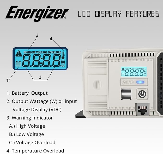 Energizer 3000W Pure Sine Wave Inverter 12V DC to 120V AC Converter - Image 3