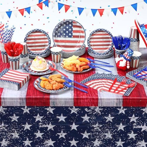 Funnymoom 452 Pcs Patriotic Paper Plates Napkins Party Supplies, Serves 50 - Image 6