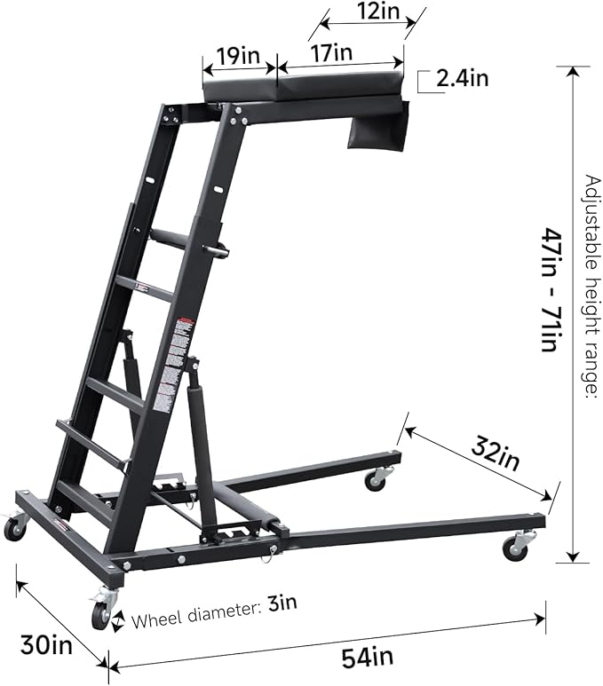 Adjustable Topside Creeper Automotive Engine Creeper 47''-65'', 440 LBS Capacity - Image 2