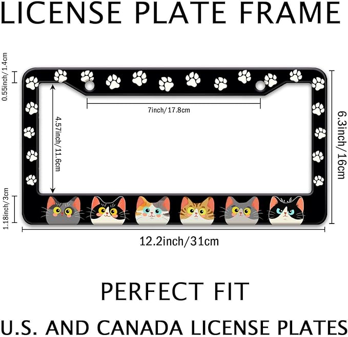 Cats Paw License Plate Frame, Cute Cartoon Cat Animal License Hloder Covers Tag - Image 2