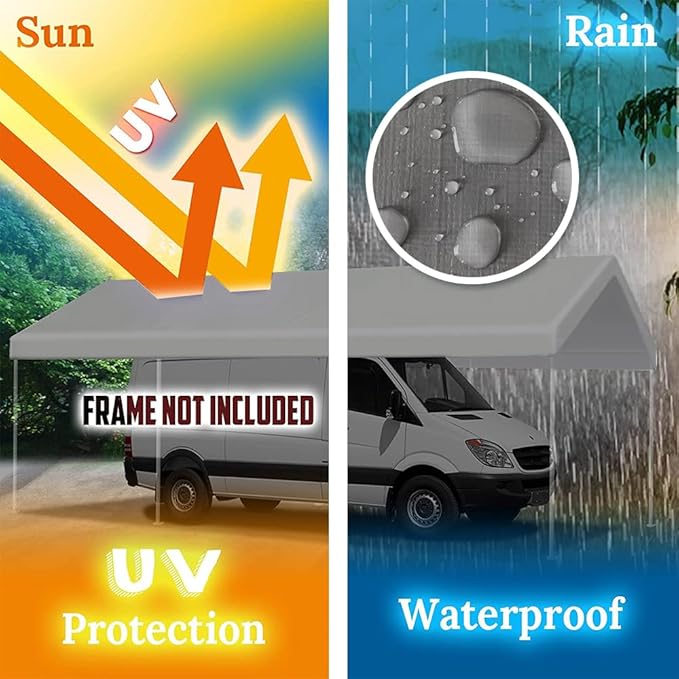 10'x20' Upgraded Carport Replacement Top Canopy Cover - Image 5