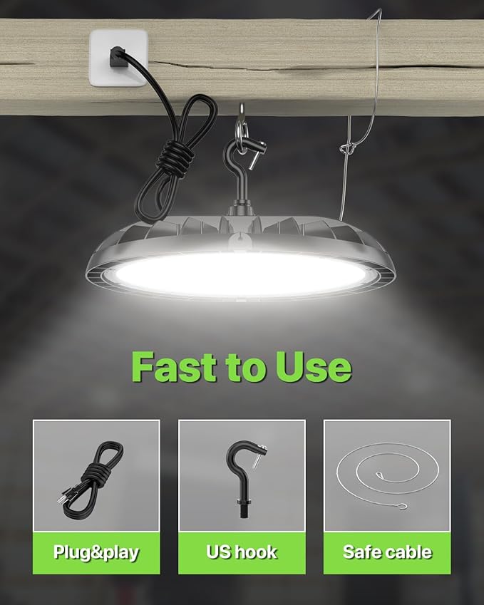 200W UFO LED High Bay Light 6-Pack 150LM/W 30, 000LM Output Led Shop Lights - Image 7
