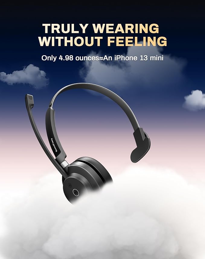 Wireless Headset with Mic for Work, Headset with Microphone for PC, Wireless - Image 4