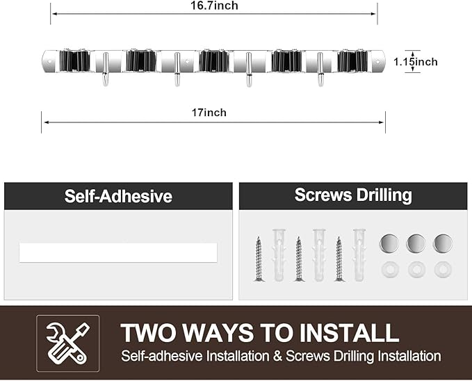 2 Pack Broom Holder Wall Mount, Stainless Steel Broom Hanger Wall Mount - Image 7