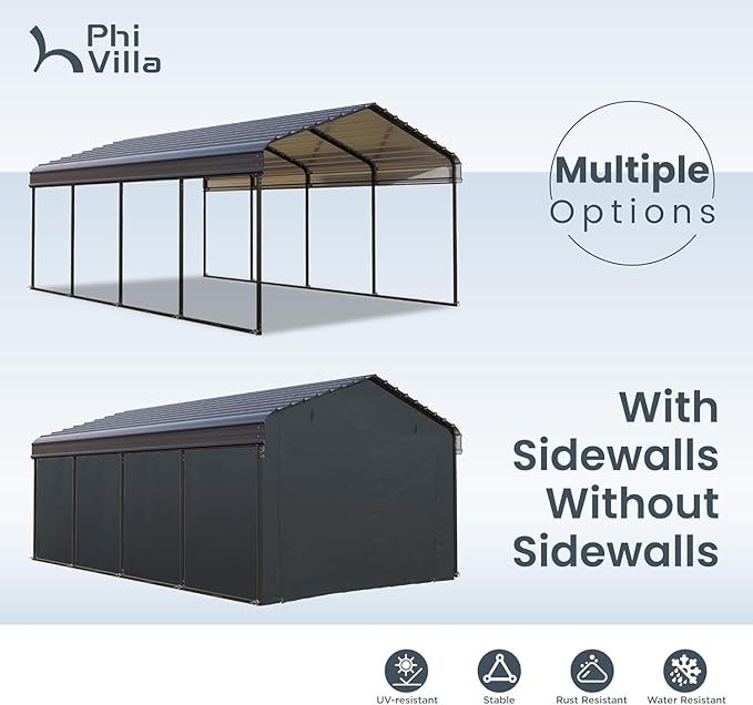 PHI VILLA 12 x 20 ft Carport Metal Carports - Image 4