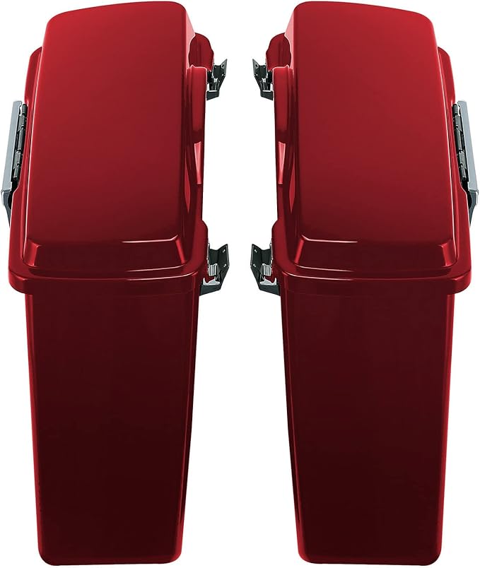XFMT Motorcycle Red Hard Saddlebags Saddle Bags Trunk W/Lids & Chrome Latches - Image 5