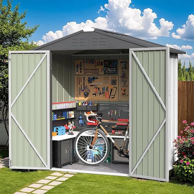 Greesum 6×4FT Outdoor Storage Shed, Metal Patio Storaged Sheds by BuynowfromGreesum