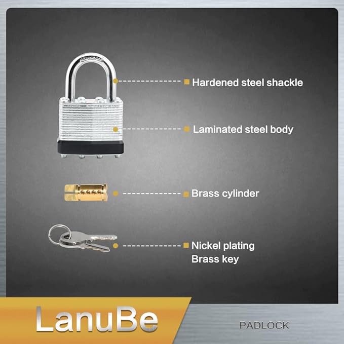 LanuBe Lock Laminated keyed Padlock, keyed Alike Locks, Normal Shackle - Image 5