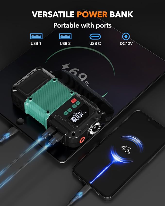 Portable Car Jump Starter with Air Compressor - Image 5