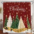 Red Christmas Shower Curtain for Bathroom, 72x84 Inch Waterproof Fabric by Duluxykl