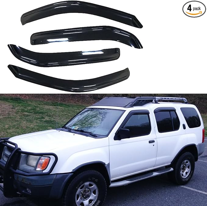 4pcs Out-Channel Tape On Side Wind Vent Deflector, Dark Smoke Sun Rain Guard by Deebior
