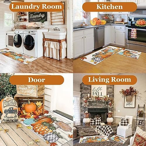 U'Artlines Fall Kitchen Mat Anti Fatigue Mats for Floor Colorful Pumpkin - Image 5