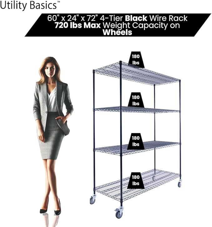 60"x24"x72" Premium Metal Steel 4-Tier Wire Shelving NSF 3200 LBS MAX Capacity - Image 5