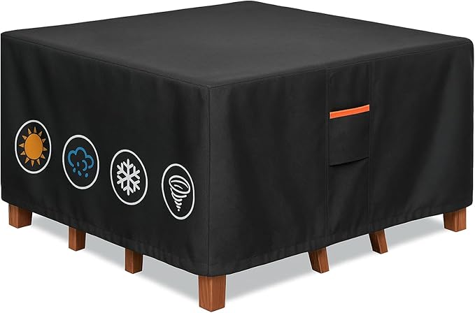 Outdoor Waterproof Furniture Cover, 74W x 74L x 28H inches Heavy Duty 600D by BRUXOLAY