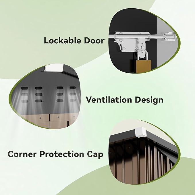 COMHOMA Shed Outdoor Storage Shed Metal, Lockable Doors Tool Sheds - Image 3