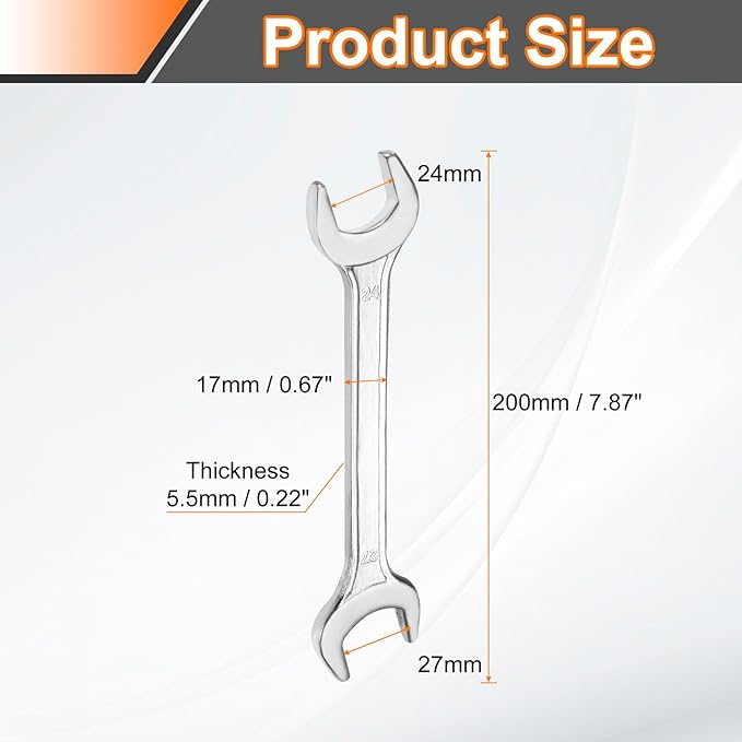 HARFINGTON 2pcs Double Open End Wrench 24mm x 27mm Metric 15 Degree Offset - Image 2