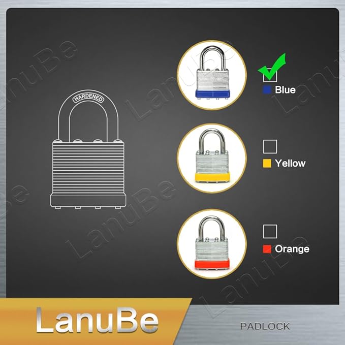 LanuBe Lock Laminated keyed Padlock, keyed Alike Locks, Normal Shackle - Image 8