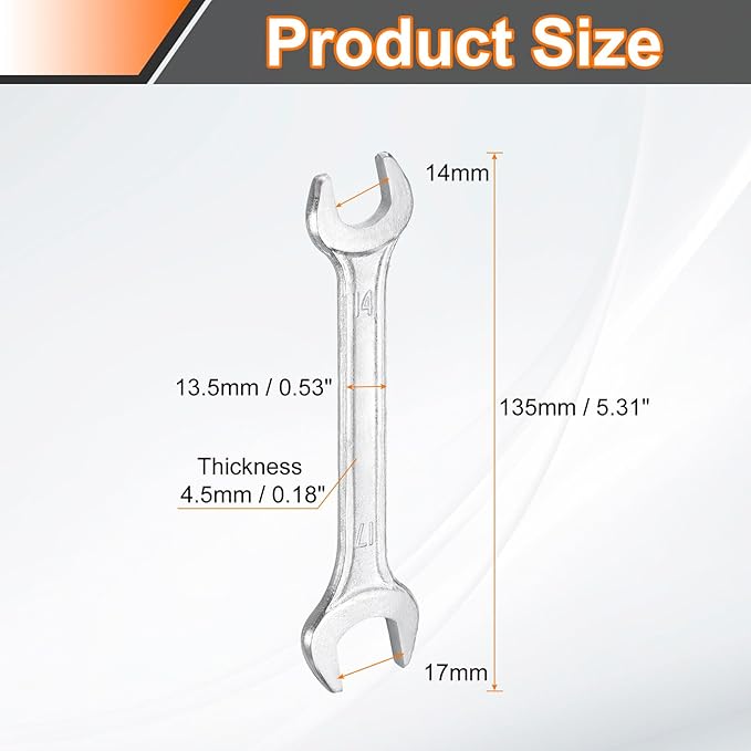 HARFINGTON 5pcs Double Open End Wrench 14mm x 17mm Metric 15 Degree Offset - Image 2