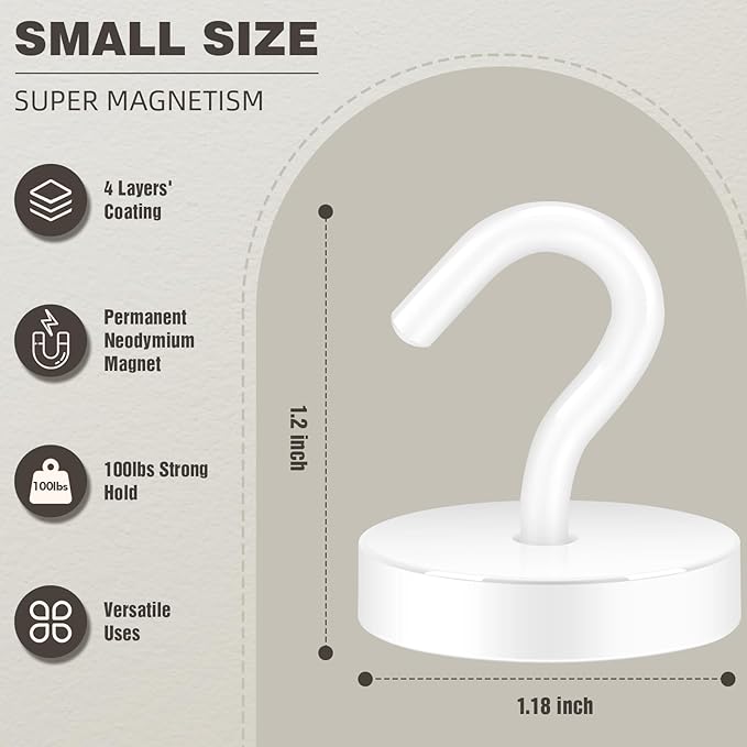 Neosmuk Magnetic Hooks, Cruise Ship Essentials, 100lb+ Heavy Duty Magnetic Hooks - Image 6