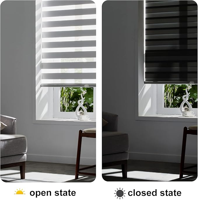 Persilux Cordless Zebra Blinds for Windows Free-Stop Roller Shades Dual Layer - Image 5