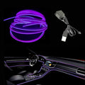 El Wire Purple Interior Car LED Strip Lights, 3M Neon Wire USB 5V by Maxlaxer