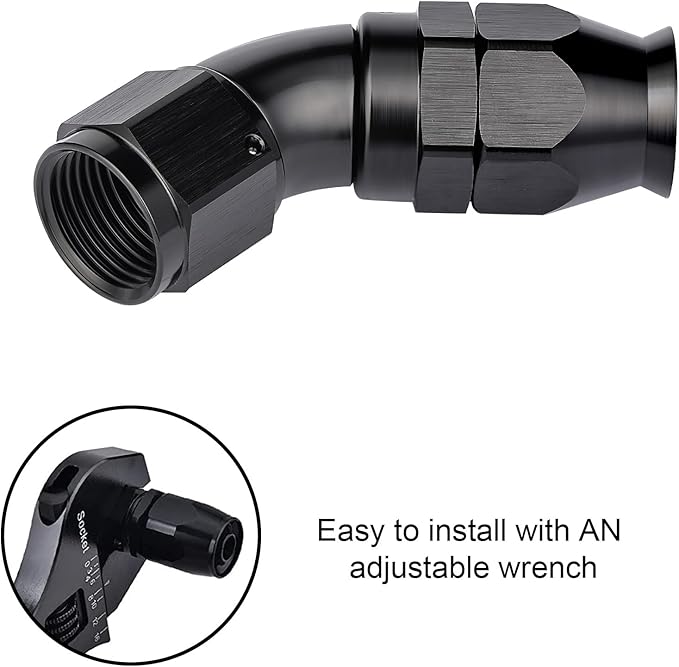 EVIL ENERGY 8AN 45 Degree PTFE One Piece Full Flow End Hose Fitting Aluminum - Image 6
