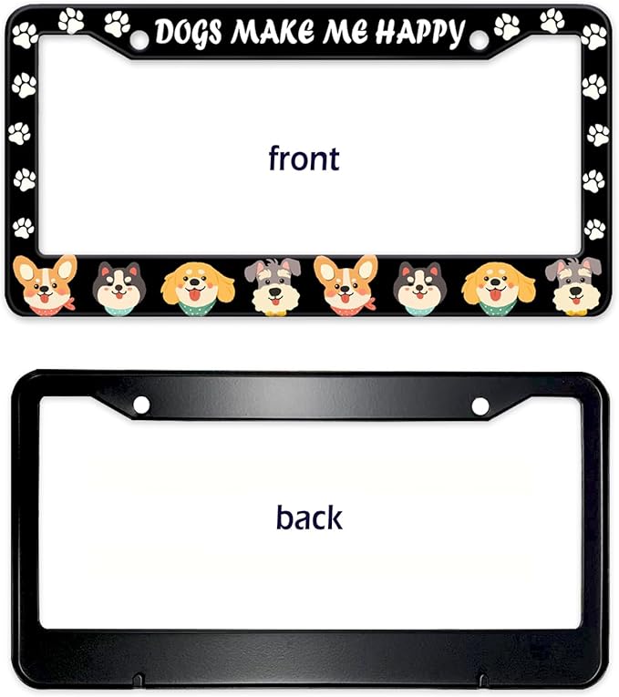Dogs License Plate Frame, Lovely Puppies Dogs Paws Printed License Plate Holder - Image 8