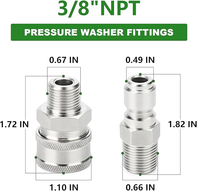 TAISHER 12PCS 304 Stainless Steel Pressure Washer Adapter Kit, Quick Connect - Image 2