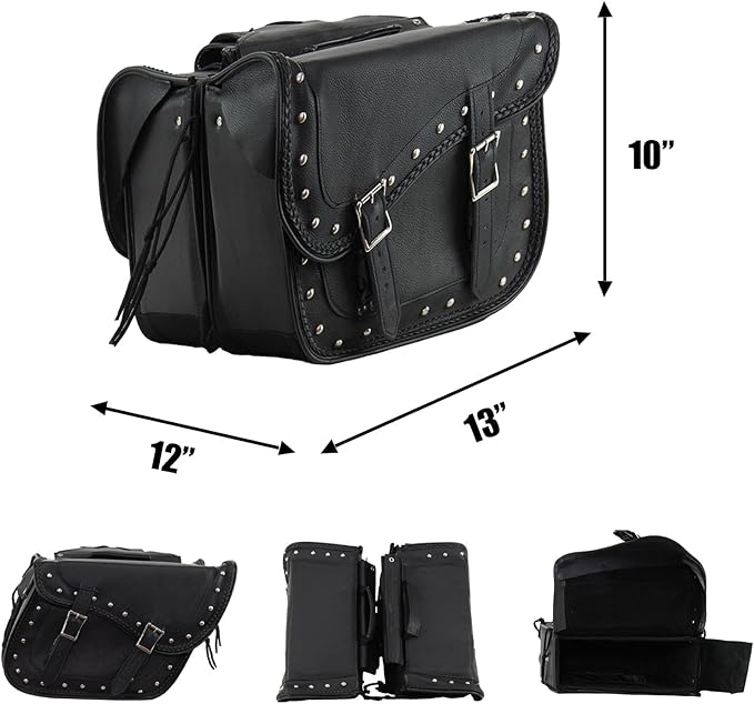 GARGOYLE BELLS Genuine Leather Motorcycle Saddle Bags Motorcycle Luggage Bag - Image 5