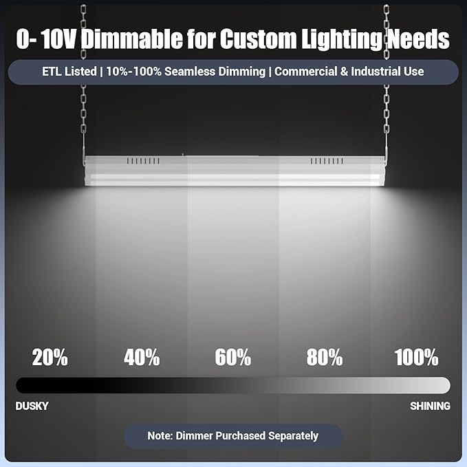 High Bay LED Shop Light 1.35FT 150W 22500LM 0-10V Dimmable 5000K Daylight - Image 3