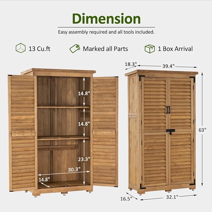 MCombo Outdoor Storage Cabinet, Garden Storage Shed, Outside Vertical Shed - Image 3