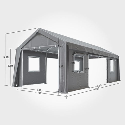 10x20ft Heavy Duty Carport Outdoor Canopy Portable Garage - Image 2