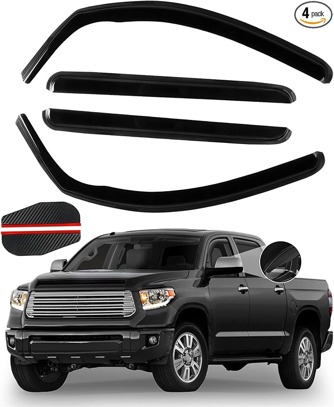4PCS in Channel Rain Guards for Toyota Tundra Crew Max 2007 2008 2009 2010 2011 by CHYKORLA