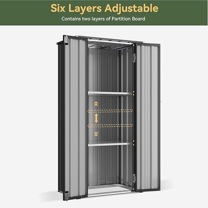 Aoxun 31x19 in Outdoor Storage Cabinet Metal Garden Shed - Image 2